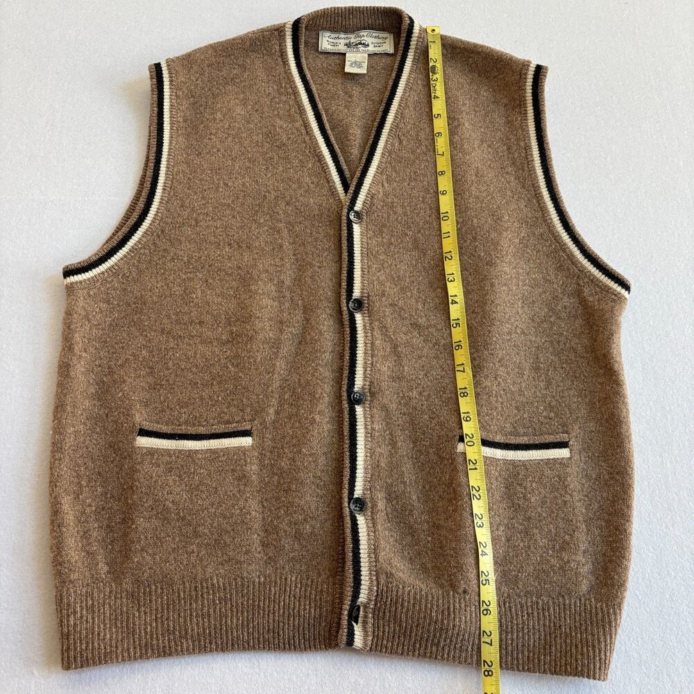 Gap VTG Lambswool Sweater Vest Mens L Camel Tan Button-Down Preppy Academia 90s - Picture 5 of 5